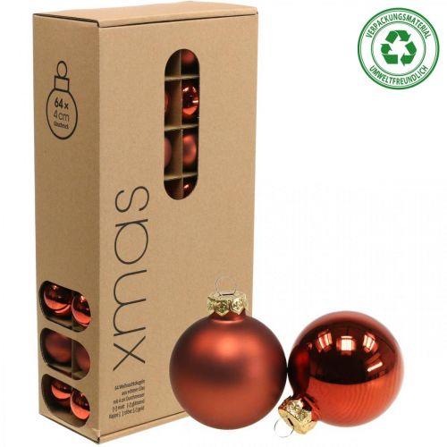 Artículo Bolas de navidad cristal óxido rojo bolas mate/brillante Ø4cm 60p