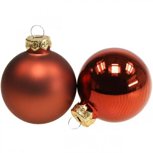 Artículo Bolas de navidad cristal óxido rojo bolas mate/brillante Ø4cm 60p