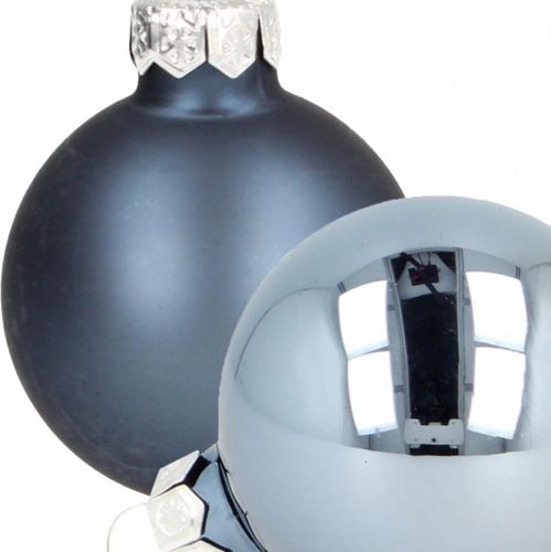 Artículo Bolas de navidad cristal bola de cristal azul mate/brillante Ø4cm 60 piezas