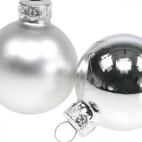 Artículo Bolas navideñas bola de cristal plateada mate/brillante Ø4cm 60 piezas