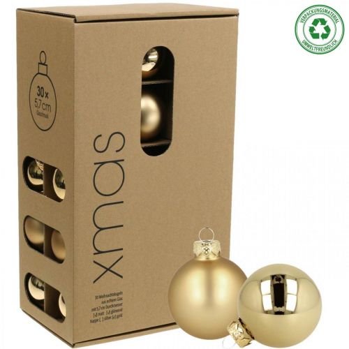 Floristik24 Bolas de Navidad cristal dorado mate brillante Ø5,5cm 26uds