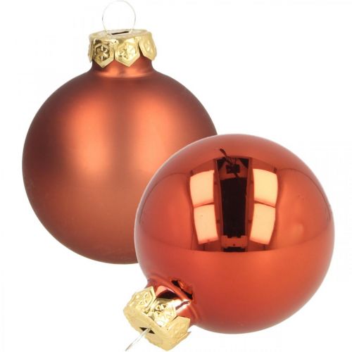 Artículo Bolas de navidad cristal rojo herrumbre mate brillante Ø5,5cm 26uds