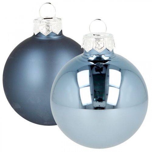 Floristik24 Bolas de navidad cristal azul mate brillante Ø5,5cm 26uds