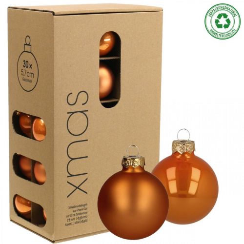 Floristik24 Bolas de Navidad cristal naranja mate brillante Ø5,5cm 26p