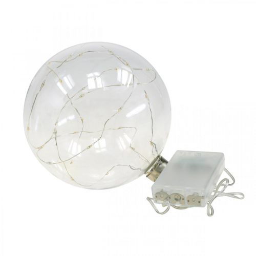 Floristik24 Bola de Navidad bola LED Ø10cm 15L interior blanco cálido temporizador