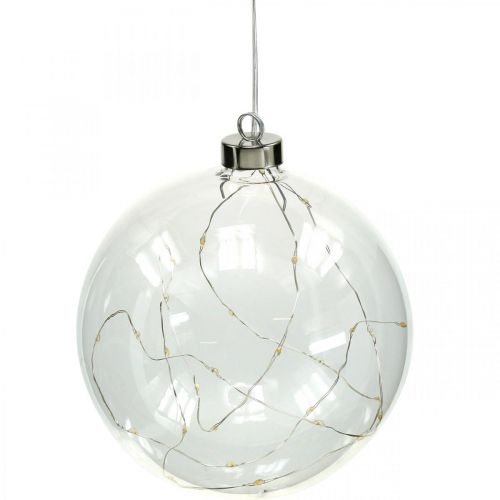 Floristik24 Bola de Navidad bola LED Ø10cm 15L interior blanco cálido temporizador