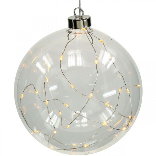 Floristik24 Bola de navidad bola LED Ø15cm 30L interior temporizador blanco cálido