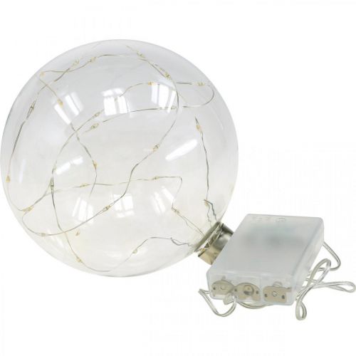 Floristik24 Bola de navidad bola LED Ø15cm 30L interior temporizador blanco cálido