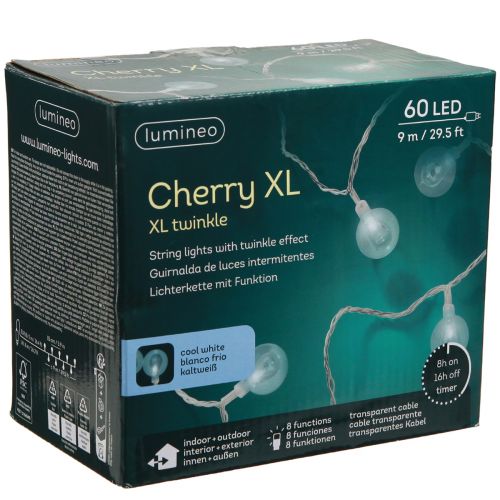 Artículo Guirnalda de luces de bolas cerezo exterior blanco frío 60 LED 900 cm