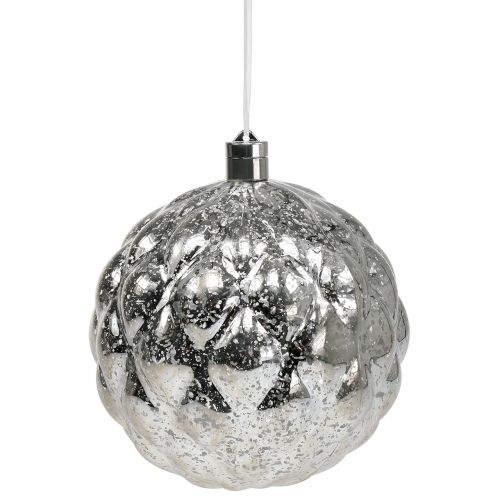 Bola plastica plata Ø15cm LED para baterías