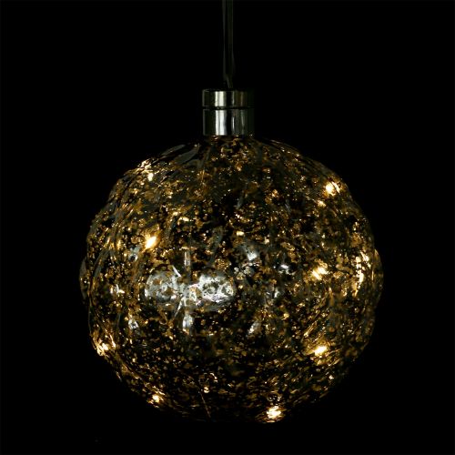 Floristik24 Bola de plástico plata Ø20cm con 15er LED y baterías