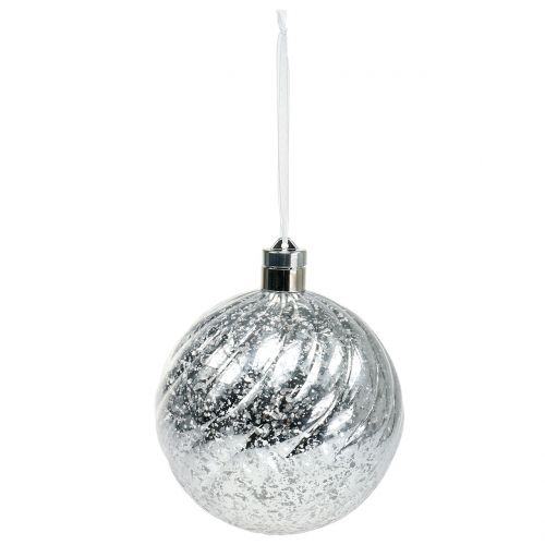 Floristik24 Bola plastico plata 15cm con 10 LED y pilas