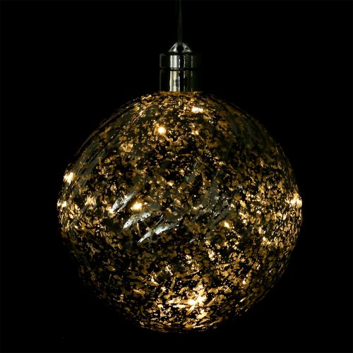 Floristik24 Bola plastico plata 15cm con 10 LED y pilas