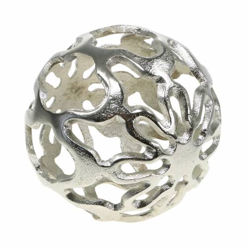 Floristik24 Bola decorativa calada metal plata Ø15cm