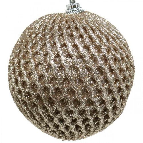 Floristik24 Bola navideña champagne bola árbol nido de abeja Ø8cm 6pcs