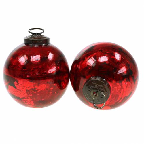 Adornos para árboles de Navidad Bola de Navidad de cristal rojo Ø10cm 4pcs | Floristik24.es