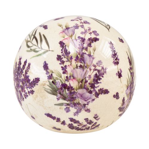 Floristik24 Bola de cerámica con motivo lavanda decoración cerámica violeta crema 12cm