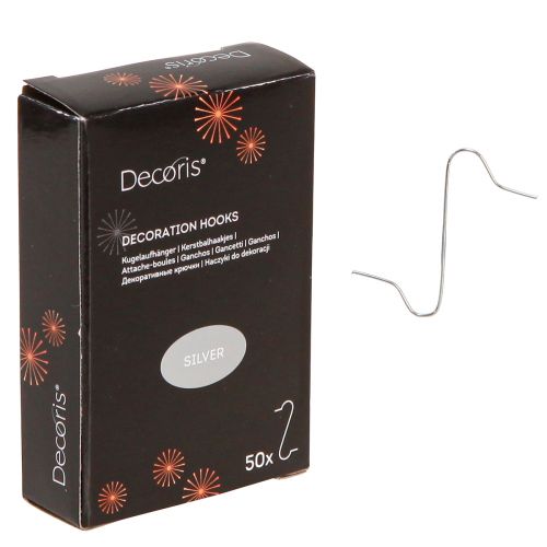 Floristik24 Percha de bolas percha plateada bolas navideñas 35mm 50uds