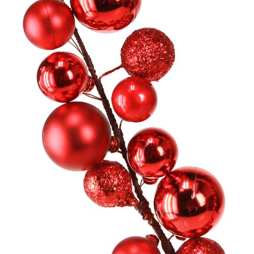 Floristik24 Guirnalda de bolas Navidad Guirnalda navideña roja 160cm