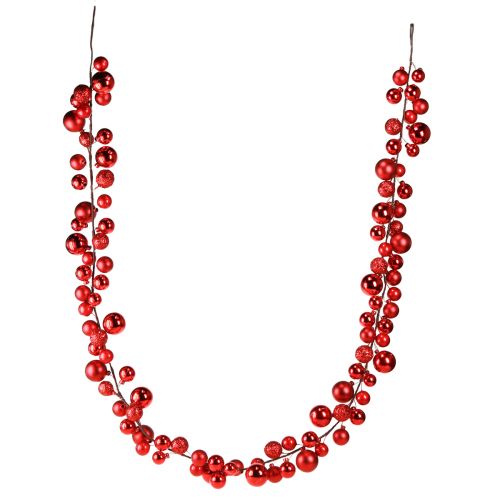 Artículo Guirnalda de bolas Navidad Guirnalda navideña roja 160cm