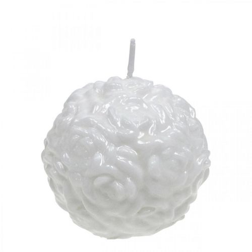 Floristik24 Vela bola rosas vela redonda vela blanca decoración Ø7cm