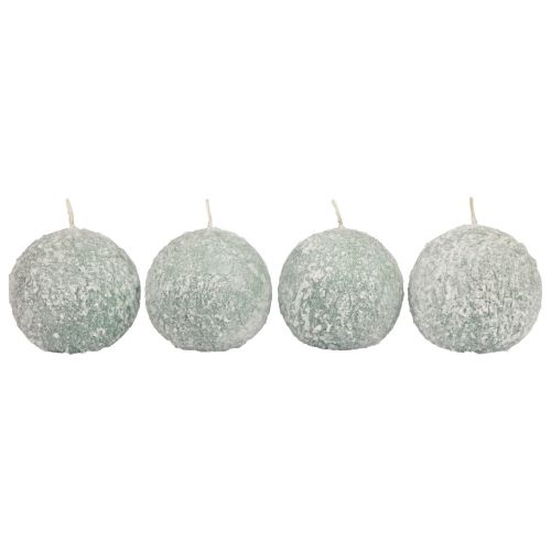 Artículo Velas esféricas 8 cm velas redondas verde bola de nieve purpurina 4 piezas