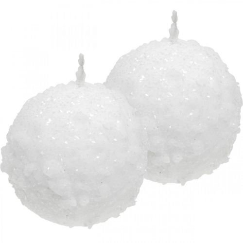 Artículo Velas de adviento, velas de bolas, velas de bolas de nieve 80 mm 4 piezas
