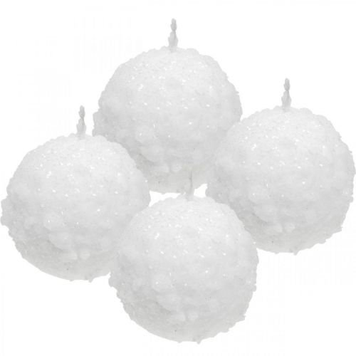 Floristik24 Velas de Adviento, velas de bola, velas de bola de nieve 80mm 4 piezas