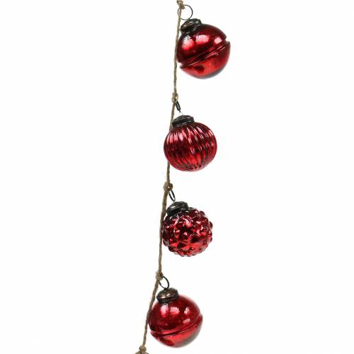 Guirnalda de decoración navideña Bolas de árbol de Navidad rojo 120cm