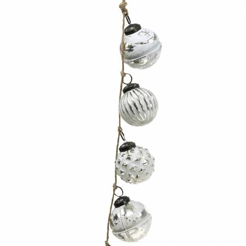 Floristik24 Guirnalda decoración navideña bolas árbol de navidad blanco 120cm