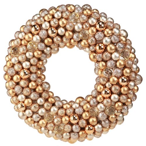 Floristik24 Corona de bolas Corona navideña Oro Perla Transparente Ø33cm