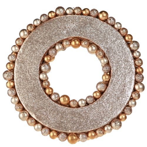 Floristik24 Corona de bolas Corona navideña Oro Perla Transparente Ø33cm