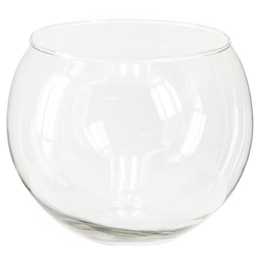 Artículo Jarrón de cristal con forma de bola, transparente, redondo, para mesa, florero, diámetro 15,5 cm, alto 12,5 cm