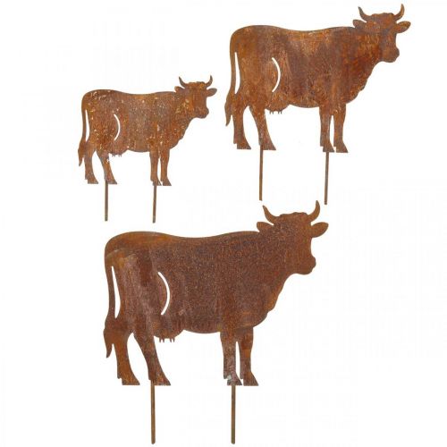 Floristik24 Vacas, vaca tapón de metal, decoración de jardín, pátina L14,5/19/24cm juego de 3