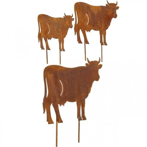 Floristik24 Vacas, vaca tapón de metal, decoración de jardín, pátina L14,5/19/24cm juego de 3