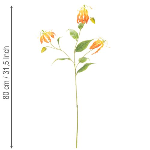Flor artificial Gloriosa naranja con tallos largos para jarrones, 80 cm, 3 unidades. | Floristik24.es
