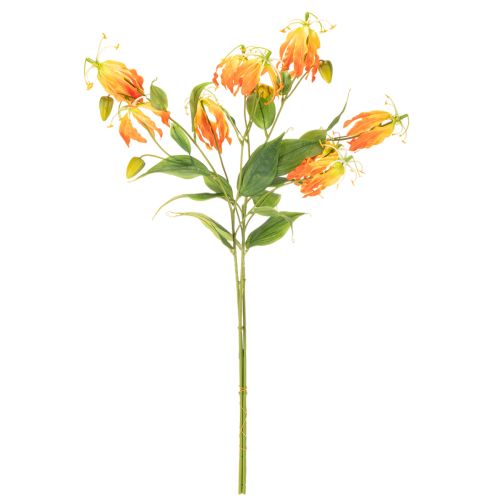 Flor artificial Gloriosa naranja con tallos largos para jarrones, 80 cm, 3 unidades. | Floristik24.es