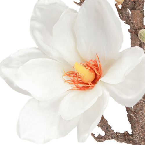 Artículo Rama de magnolia artificial con flores, diámetro 2–10 cm, color crema, largo 105 cm