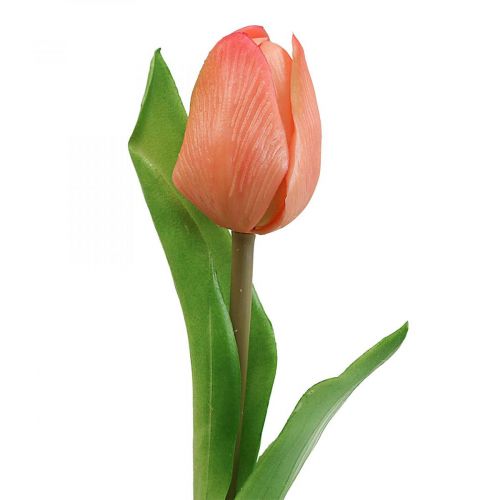 Artículo Flor artificial Tulipán Melocotón Real Touch flor de primavera H21cm