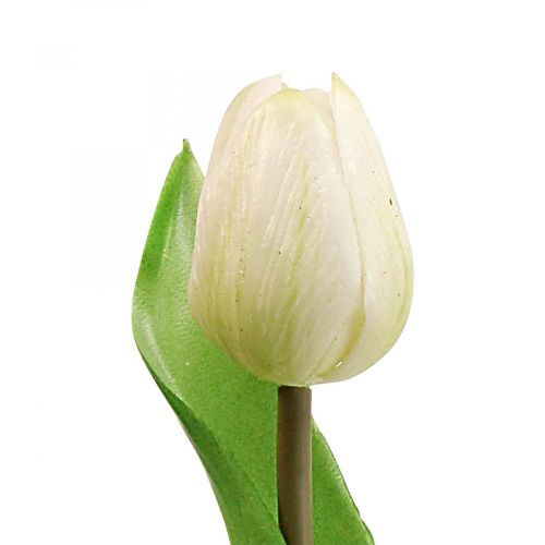 Artículo Tulipán artificial Blanco Real Touch Flor de primavera H21cm