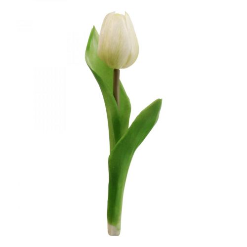 Artículo Tulipán artificial Blanco Real Touch Flor de primavera H21cm