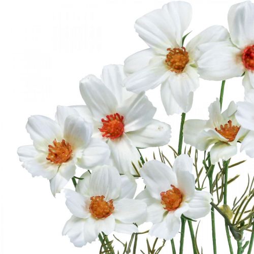 Artículo Flores artificiales Cosmea flores de seda blanca Al.51cm 3 piezas