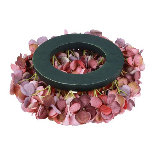 Artículo Flores artificiales decoración corona de hortensias artificial rosa viejo Ø26cm
