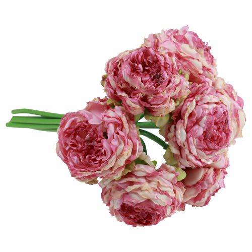 Artículo Flores Artificiales Decoración Peonías Artificiales Rosa Antiguo 27cm 7 piezas