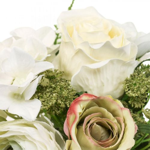 Floristik24 Ramo decorativo de flores artificiales rosas ranunculus hortensia H23cm