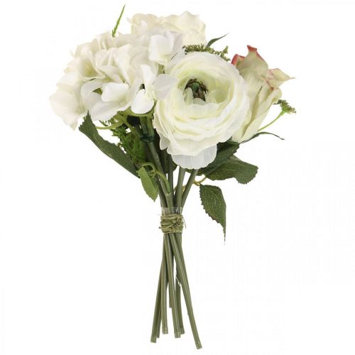 Floristik24 Ramo decorativo de flores artificiales rosas ranunculus hortensia H23cm