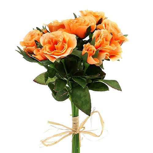 Floristik24 Flores artificiales ramo de rosas naranja L26cm 3pcs