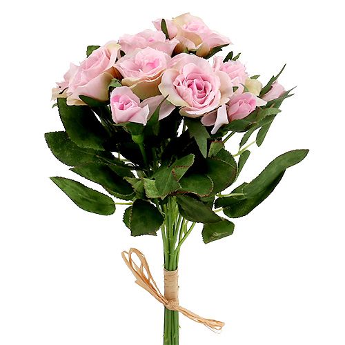 Floristik24 Flores artificiales ramo de rosas rosa L26cm 3pcs