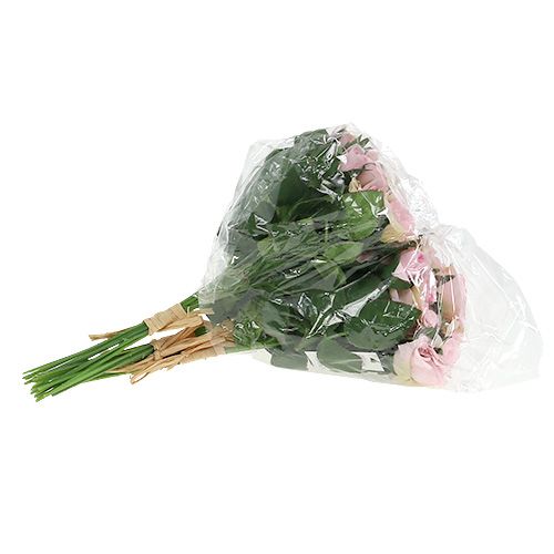Artículo Flores artificiales ramo de rosas rosa L26cm 3pcs