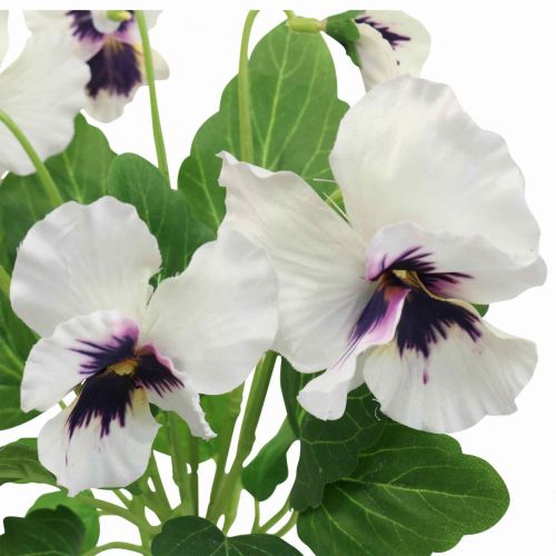 Floristik24 Flores Artificiales, Flores De Seda, Pensamientos Púrpura Blanco 29cm